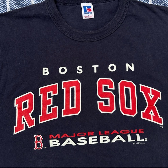 Vintage Boston Red Sox Baseball Tshirt Mens Large Major League Russell Athletic - Picture 2 of 7